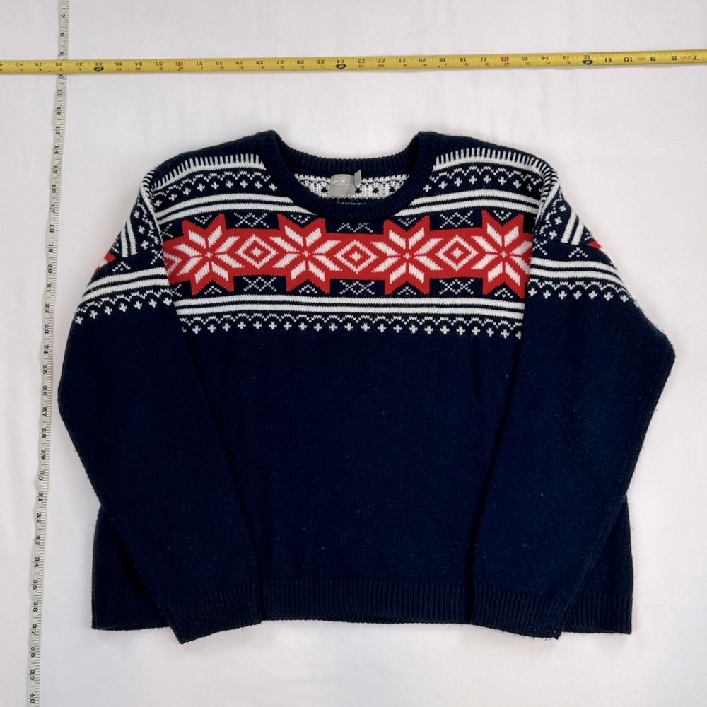 ASOS Holiday Sweater Plus Size 14 Knit Crew Neck Navy Christmas Party